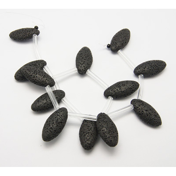 

PandaHall Natural Lava Rock Beads Strand, Dyed, Horse Eye, Black, 33x16x9mm, Hole: 2mm, about 12pcs/strand, 13.7 inch Lava Rock Horse Eye...