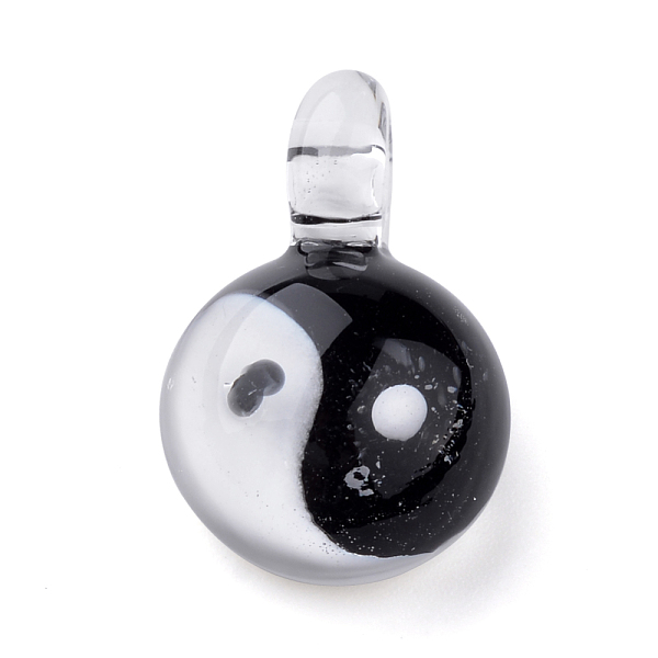 

PandaHall Feng Shui Handmade Lampwork Glass Pendants, Pyrex, Half Round with Yin Yang, Black, 27x17x10mm, Hole: 4mm Lampwork Half Round...
