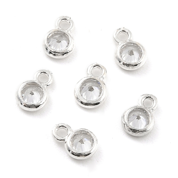 

PandaHall 925 Sterling Silver with Single Cubic Zirconia Charms, Chain Extender Charms, Flat Round, Silver, 5.6x3.8x2mm, Hole: 1mm Cubic..., Clear