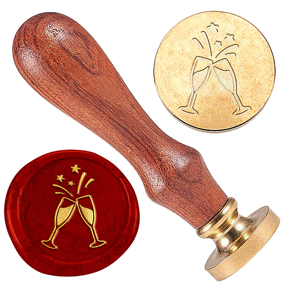 

PandaHall Wax Seal Stamp Set, Golden Plated Sealing Wax Stamp Solid Brass Head, with Retro Wood Handle, for Envelopes Invitations, Gift Card...