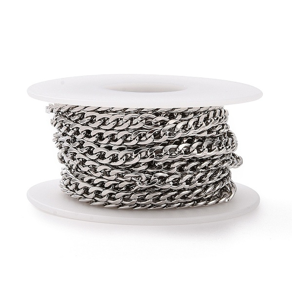 

PandaHall 304 Stainless Steel Curb Chains, Twisted Chain, with Spool, Unwelded, Stainless Steel Color, 6.5x4.5mm, about 16.40 Feet(5m)/Roll...