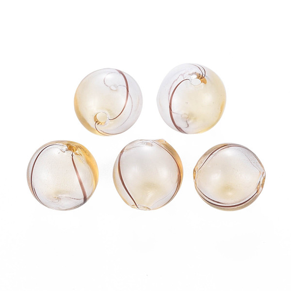 

PandaHall Transparent Handmade Blown Glass Globe Beads, Round, Old Lace, 12.5~14mm, Hole: 1~2mm Glass Round