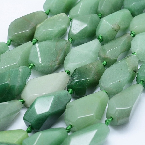 

PandaHall Natural Green Aventurine Beads Strands, Faceted, teardrop, 26~41x12~20mm, Hole: 2mm, about 10~11pcs/strand, 15.7 inch(40cm) Green...