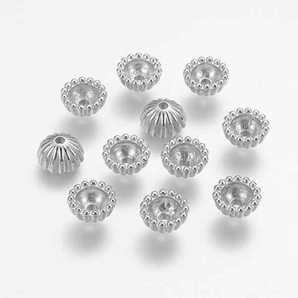 

PandaHall CCB Plastic Bead Caps, Apetalous, Platinum, 8.5x5mm, Hole: 1.5mm Plastic