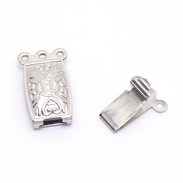 

PandaHall Stainless Steel Box Clasps, Multi-Strand Clasps, 3-Strands, 6 Holes, Rectangle, Stainless Steel Color, 10x20.5x5mm, Hole: 1mm...