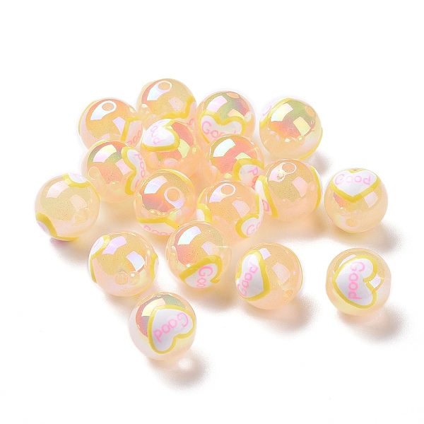 

PandaHall UV Plating Rainbow Iridescent Transparent Acrylic Beads with Enamel, Round with Word Good, PeachPuff, 17mm, Hole: 2.5mm Acrylic..., Brown
