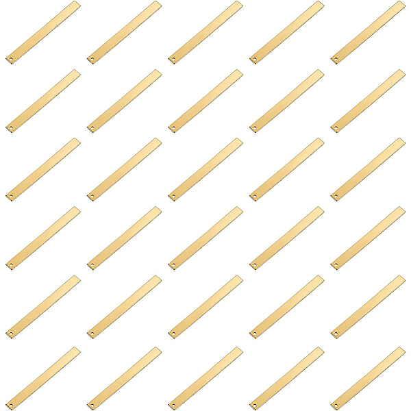 

PandaHall BENECREAT Brass Big Pendants, Stamping Blank Tag, Rectangle, Golden, 55x5x1mm, Hole: 1mm, 30pcs/box Brass Rectangle