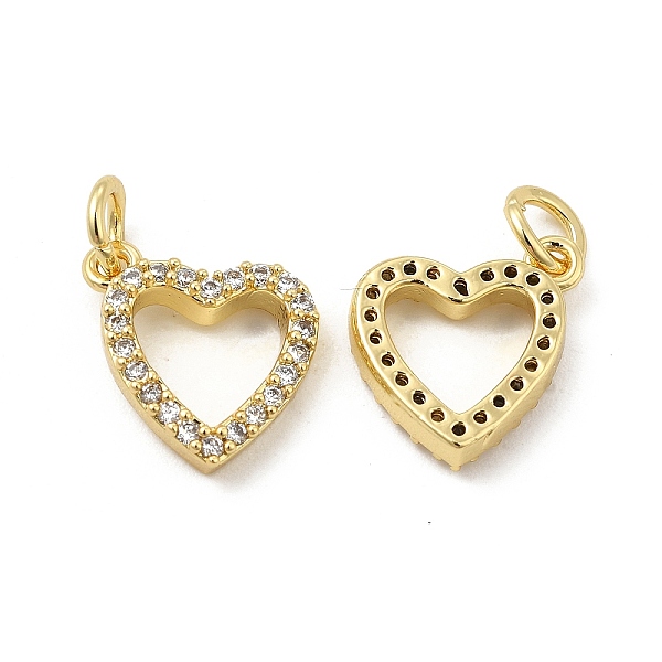 

PandaHall Brass Micro Pave Clear Cubic Zirconia Charms, with Jump Ring, Heart Charm, Real 18K Gold Plated, 11x11x2.5mm, Hole: 3.5mm...
