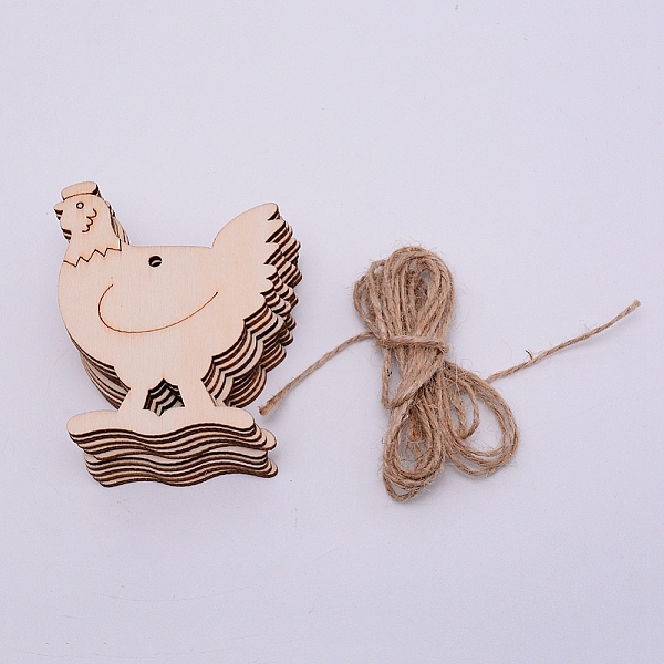 

PandaHall Cootonwood Pendants, with Hemp Ropes, Rooster, for Easter, BurlyWood, 79x65x2.5mm, Hole: 3mm, Hemp Ropes: 2000x1mm Wood Orange