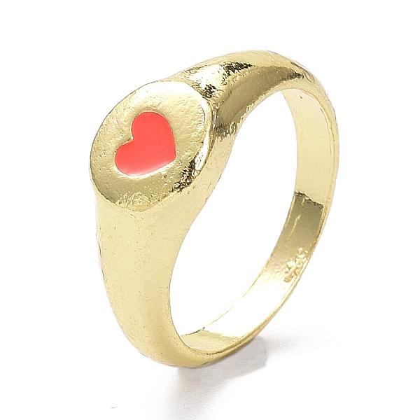 

PandaHall Alloy Enamel Finger Rings, Heart, Light Gold, Tomato, 3.5~8.5mm, US Size 7 1/4(17.5mm) Alloy Red