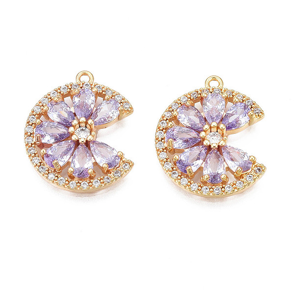 

PandaHall Brass Micro Pave Cubic Zirconia Pendants, Real 18K Gold Plated, Flower, Lilac, 18x15x3mm, Hole: 1mm Brass+Cubic Zirconia Flower..., Purple