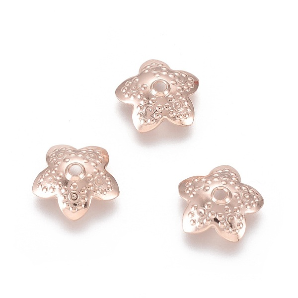 

PandaHall 201 Stainless Steel Bead Caps, Star, Five-Petal, Rose Gold, 10x10.5x2.5mm, Hole: 1.2mm 201 Stainless Steel