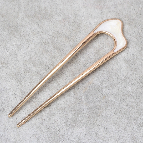 

PandaHall Alloy Enamel Hair Forks, U-shape, Hair Accessories for Women Girl, White, 108x25mm Alloy White