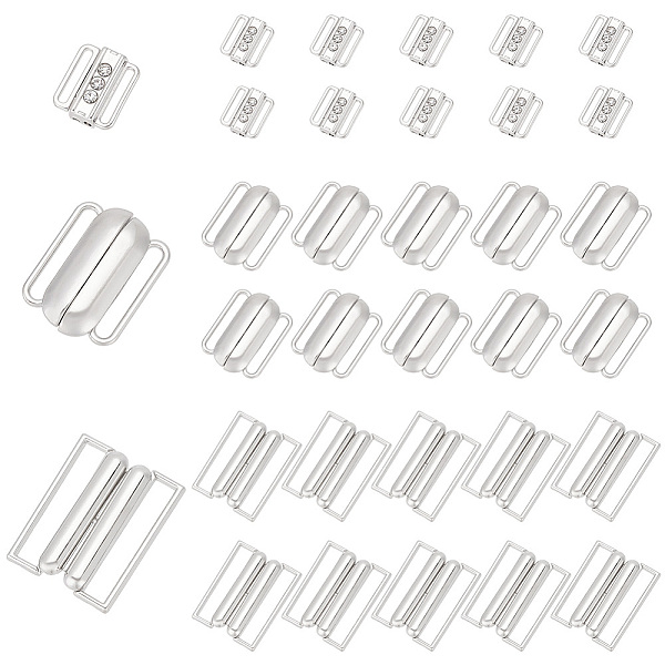

PandaHall AHADERMAKER 40Pcs 3 Styles Alloy Rhinestone Bikini Clips, Bra Clasp Replacement Part, Lingerie Front Closure, Platinum...