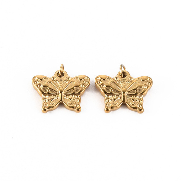 

PandaHall 304 Stainless Steel Pendants, with Jump Rings, Butterfly, Real 14K Gold Plated, 12x15x2mm, Hole: 2.8mm 304 Stainless Steel...