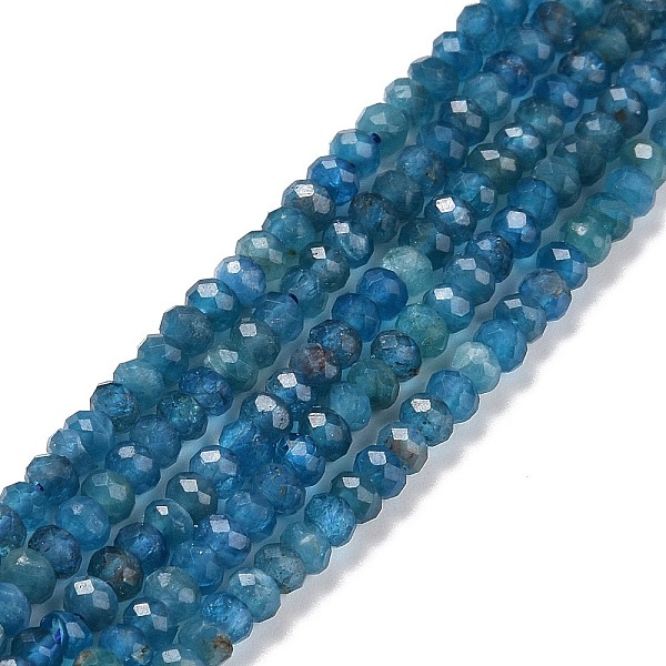 

PandaHall Natural Apatite Beads Strands, Faceted, Rondelle, 3x2mm, Hole: 0.5mm, about 175pcs/strand, 15.16 inch(38.5cm) Apatite Rondelle