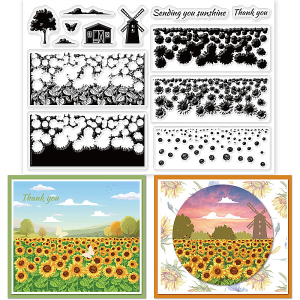 

PandaHall PVC Plastic Stamps, for DIY Scrapbooking, Photo Album Decorative, Cards Making, Stamp Sheets, Sunflower Pattern, 16x11x0.3cm...