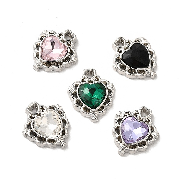 

PandaHall Alloy Pendant, with Glass, Platinum, Lead Free & Cadmium Free, Heart Charm, Mixed Color, 17x15x5mm, Hole: 1.5x2mm Alloy+Glass..., Multicolor