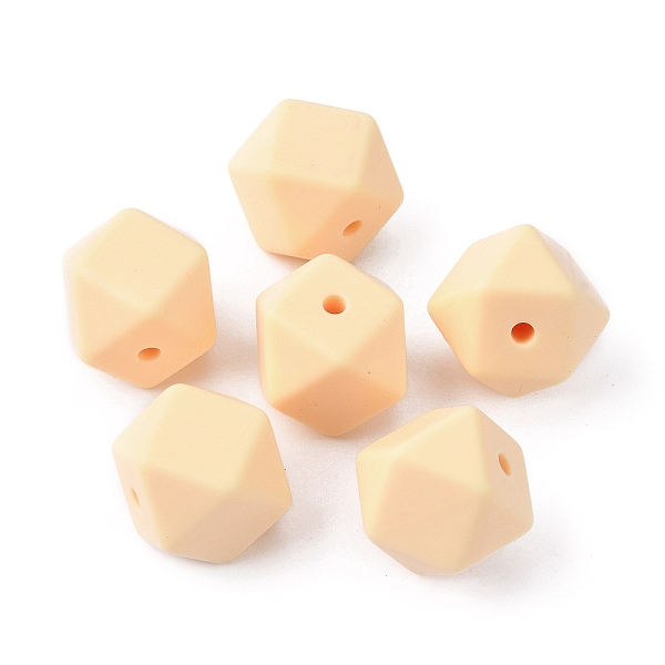 

PandaHall Food Grade Eco-Friendly Silicone Beads, Chewing Beads For Teethers, DIY Nursing Necklaces Making, Octagon, Bisque, 14x14x14mm..., Orange