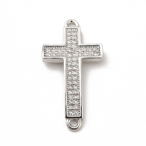 

PandaHall Rack Plating Brass Micro Pave Clear Cubic Zirconia Connector Charms, Cadmium Free & Lead Free, Religion Cross Links, Platinum...