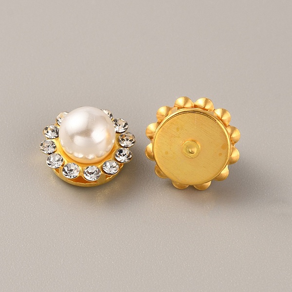 

PandaHall Flower Plastic Rhinestone Ornament Accessories, with Iron Base, Golden, 11.5x8.5mm Plastic Flower