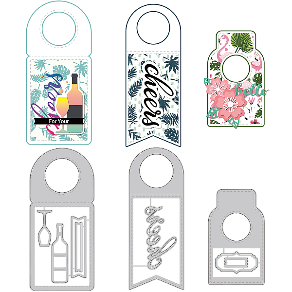 

PandaHall BENECREAT 3Pcs Wine Glass Hangtag Carbon Steel Cutting Dies Stencils, Cheers Metal Cutting Dies Card Embossing for DIY...
