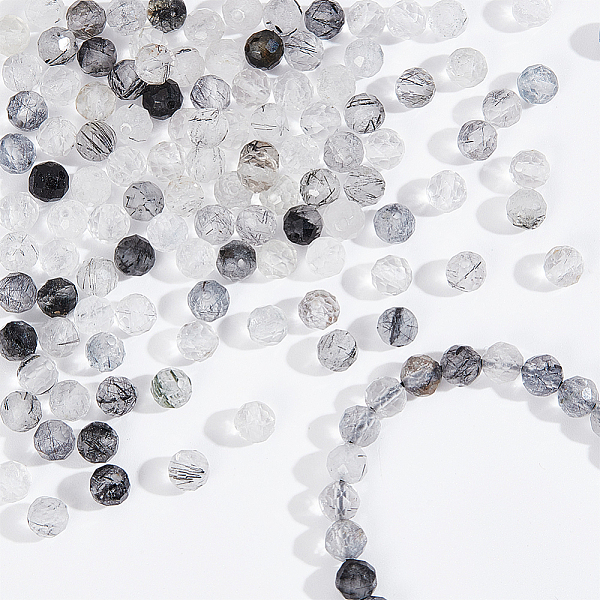 

PandaHall 2 Strands Natural Rutilated Quartz Beads Strands, Faceted, Round, 3~3.5x2.5~3mm, Hole: 0.3mm, about 114~141pcs/strand, 15.1~16.4...