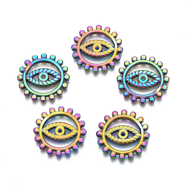 

PandaHall Rack Plating 304 Stainless Steel Connector Rhinestone Settings, Sun with Eye, Rainbow Color, Fit For 1.6mm Rhinestone, 20x1.5mm...