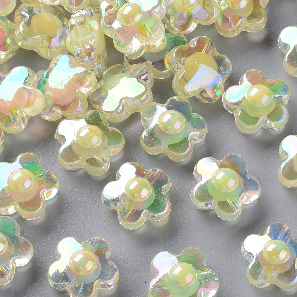 

PandaHall Transparent Acrylic Beads, Bead in Bead, AB Color, Flower, Light Yellow, 16.5x17x9.5mm, Hole: 2.5mm, about 390pcs/500g Acrylic...