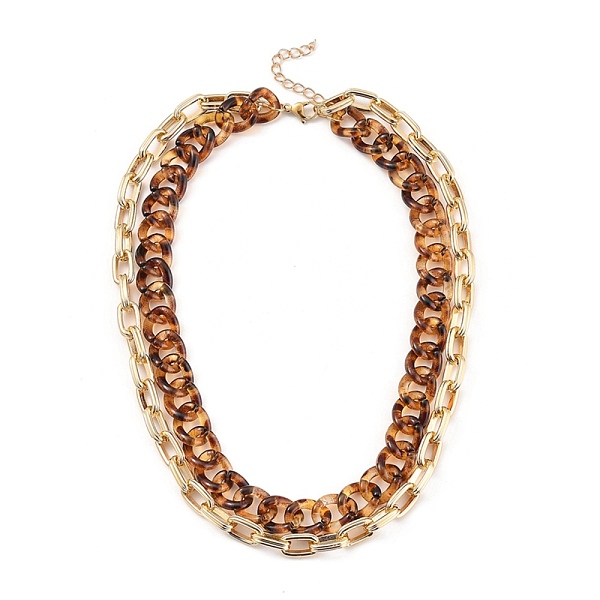 

PandaHall Double Layer Necklaces, with Transparent Acrylic Curb Chains & Aluminum Cable Chains, 304 Stainless Steel Lobster Claw Clasps...