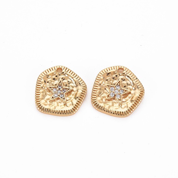 

PandaHall Brass Micro Pave Clear Cubic Zirconia Charms, Nickel Free, Star, Real 18K Gold Plated, 12x11x1.5mm, Hole: 1.2mm Brass+Cubic...