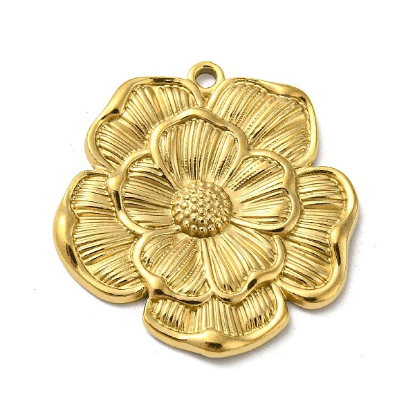 

PandaHall Ion Plating(IP) 304 Stainless Steel Pendants, Real 18K Gold Plated, Flower, 27x25x2mm, Hole: 1.6mm 304 Stainless Steel Flower