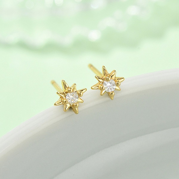 スター真鍮マイクロパヴェクリアキュービックジルコニアスタッドピアス