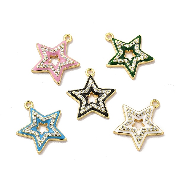 

PandaHall Brass Micro Pave Cubic Zirconia Charms, Enamel Style, Cadmium Free & Lead Free, Star Charm, Golden, Mixed Color, 17x15.5x2.5mm..., Multicolor