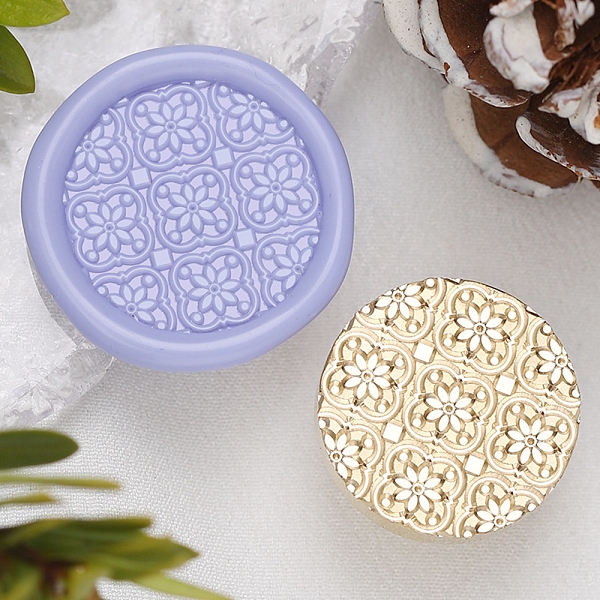 

PandaHall Texture Theme Roung Brass Stamp Head, for Wax Seal Stamp, Wedding Invitations Making, Golden, Flower, 25x14.5mm, Inner Diameter...