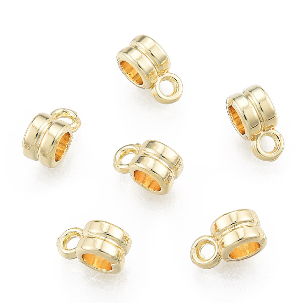

PandaHall Brass Tube Bails, Loop Bails, Bail Beads For European Chains, Column, Grooved, Nickel Free, Real 14K Gold Plated, 9.5x6x4.5mm...