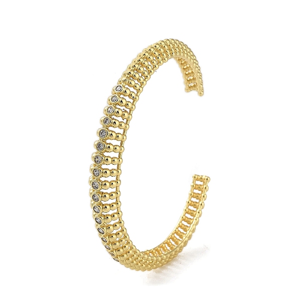 

PandaHall Brass Micro Pave Cubic Zirconia Hollow Cuff Bangles, Long-Lasting Plated, Lead Free & Cadmium Free, Real 18K Gold Plated, Inner...