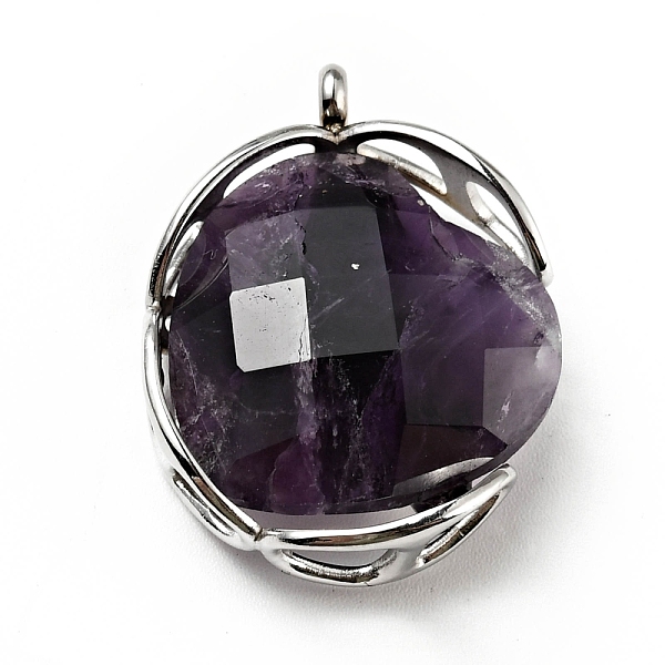 

PandaHall Natural Amethyst Pendants, Heart Charm, Faceted, with Stainless Steel Color Tone 304 Stainless Steel Findings, 28x21.5x9mm, Hole...