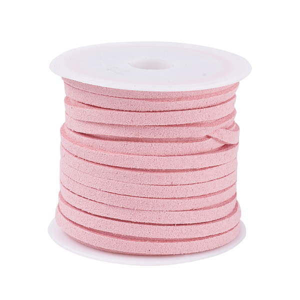 Cordoncino Piatto In Finta Pelle Scamosciata Rosa Caldo Da 3x1.5 Mm