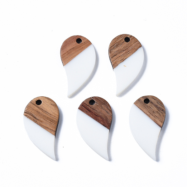 

PandaHall Opaque Resin & Walnut Wood Pendants, Two Tone, Teardrop, White, 26x13.5x3mm, Hole: 2mm Resin+Wood Teardrop White