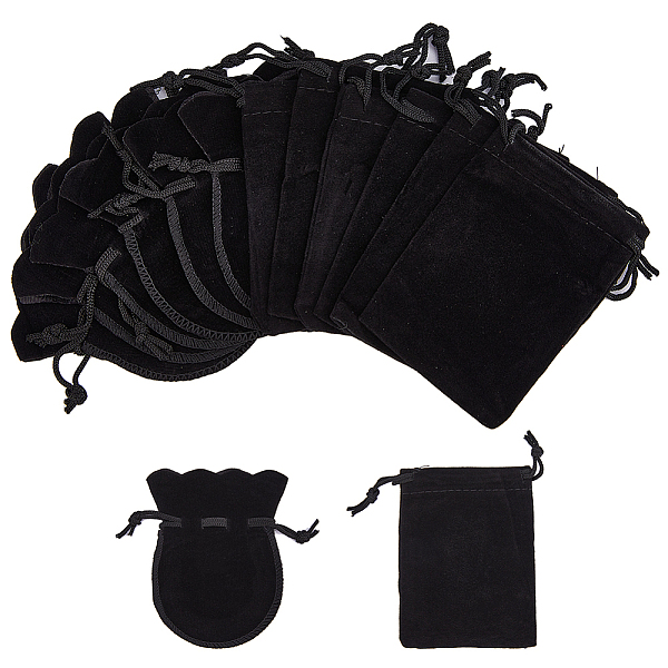 

PandaHall HOBBIESAY 60Pcs 2 Style Velvet Bags, Drawstring Jewelry Pouches, Rectangle & Calabash Shape, Black, 9x7cm, 30pcs/style Velvet...