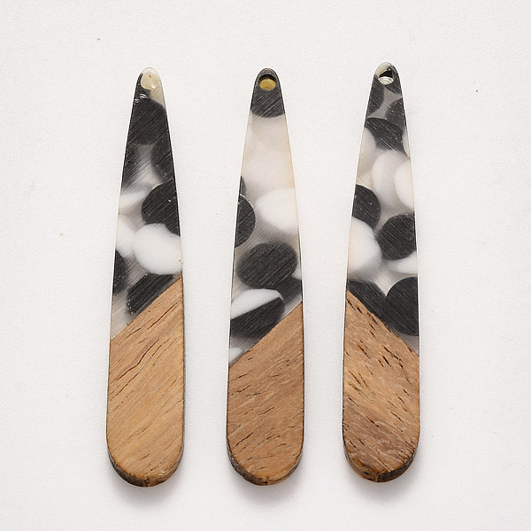 

PandaHall Transparent Resin & Walnut Wood Pendants, Waxed, Teardrop, Black, 44x7.5x3mm, Hole: 1.2mm Resin+Wood Teardrop Black