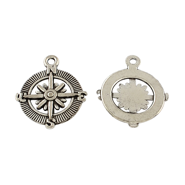 

PandaHall Tibetan Style Zinc Alloy Pendants, Lead Free & Cadmium Free, Compass, Antique Silver, 29.5x25x2.5mm, Hole: 2.5mm, about...