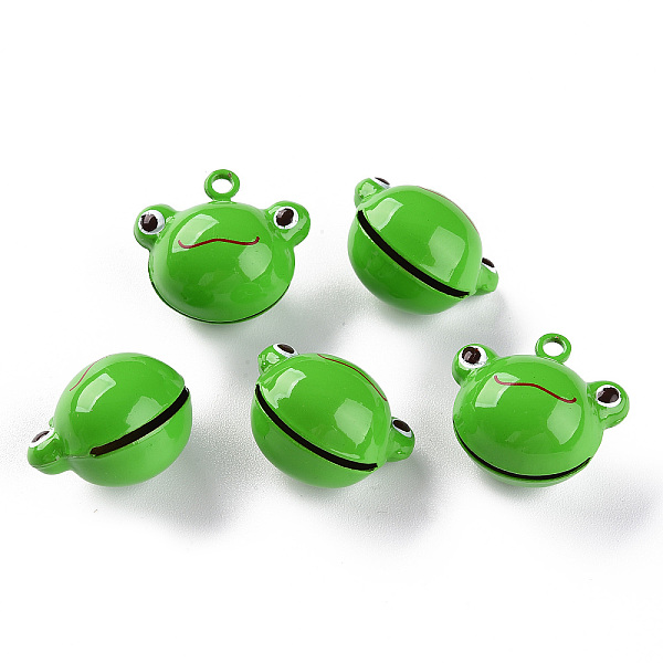 

PandaHall Baking Painted Brass Bell Pendants, Frog, Lime Green, 19x21x14.5mm, Hole: 2mm Brass Frog