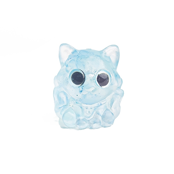 

PandaHall Resin Nine-tailed Fox Display Decoration, with Natural Aquamarine Chips inside Statues for Home Office Decorations, 24x21x27mm...