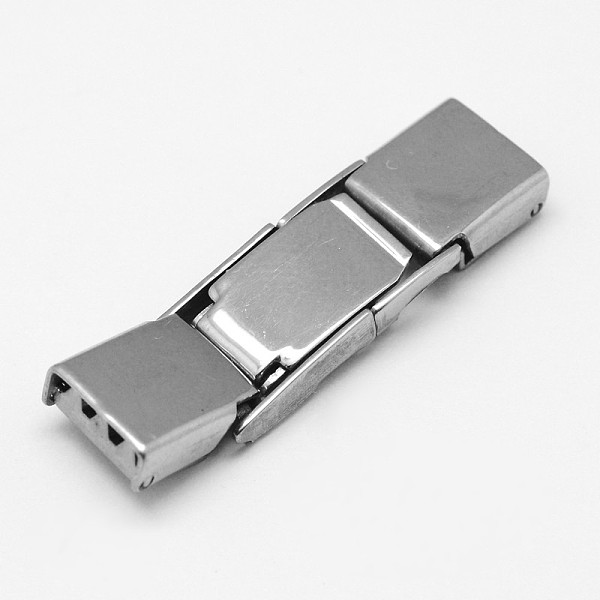 

PandaHall Rectangle 201 Stainless Steel Watch Band Clasps, Stainless Steel Color, 32x9x4mm, Hole: 1x7mm 201 Stainless Steel