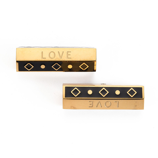 

PandaHall 316 Surgical Stainless Steel Enamel Beads, Hexagonal Prism with Word Love, Real 14K Gold Plated, 25.5x9x8mm, Hole: 1.6mm Stainless..., Black