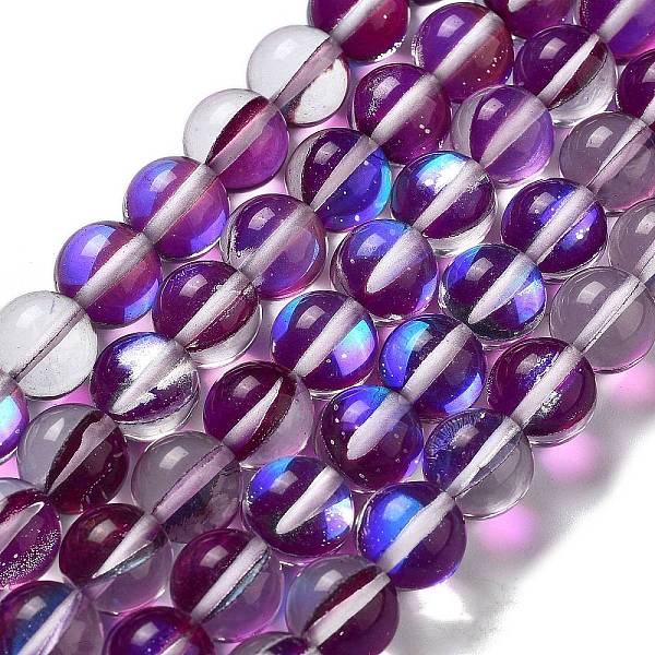

PandaHall Synthetic Moonstone Beads Strands, Round, Blue Violet, 10mm, Hole: 1mm, about 19pcs/strand, 7.48 inch(19cm) Moonstone Round