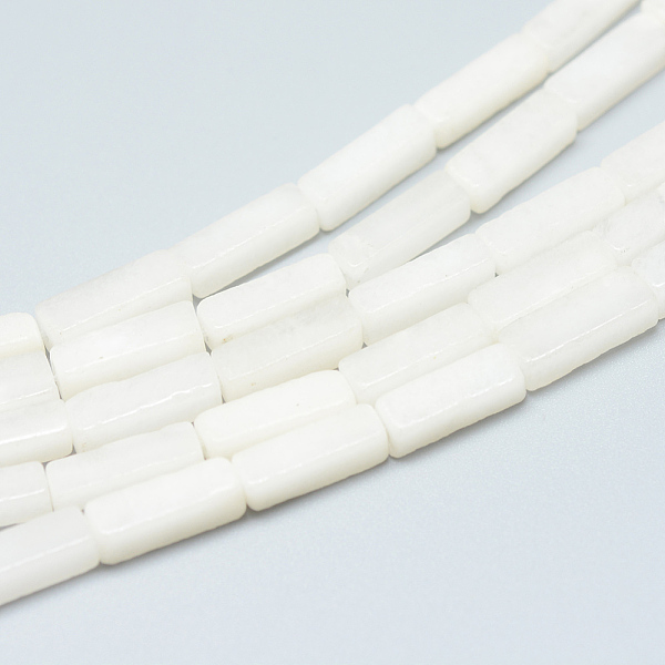 

PandaHall Natural White Jade Bead Strands, Cuboid, 13~14x4~5x4~5mm, Hole: 1mm, about 29~31pcs/strand, 15.3 inch White Jade Cuboid