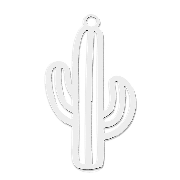 

PandaHall 201 Stainless Steel Pendants, Laser Cut, Cactus, Stainless Steel Color, 27x15x1mm, Hole: 1.6mm 201 Stainless Steel Others